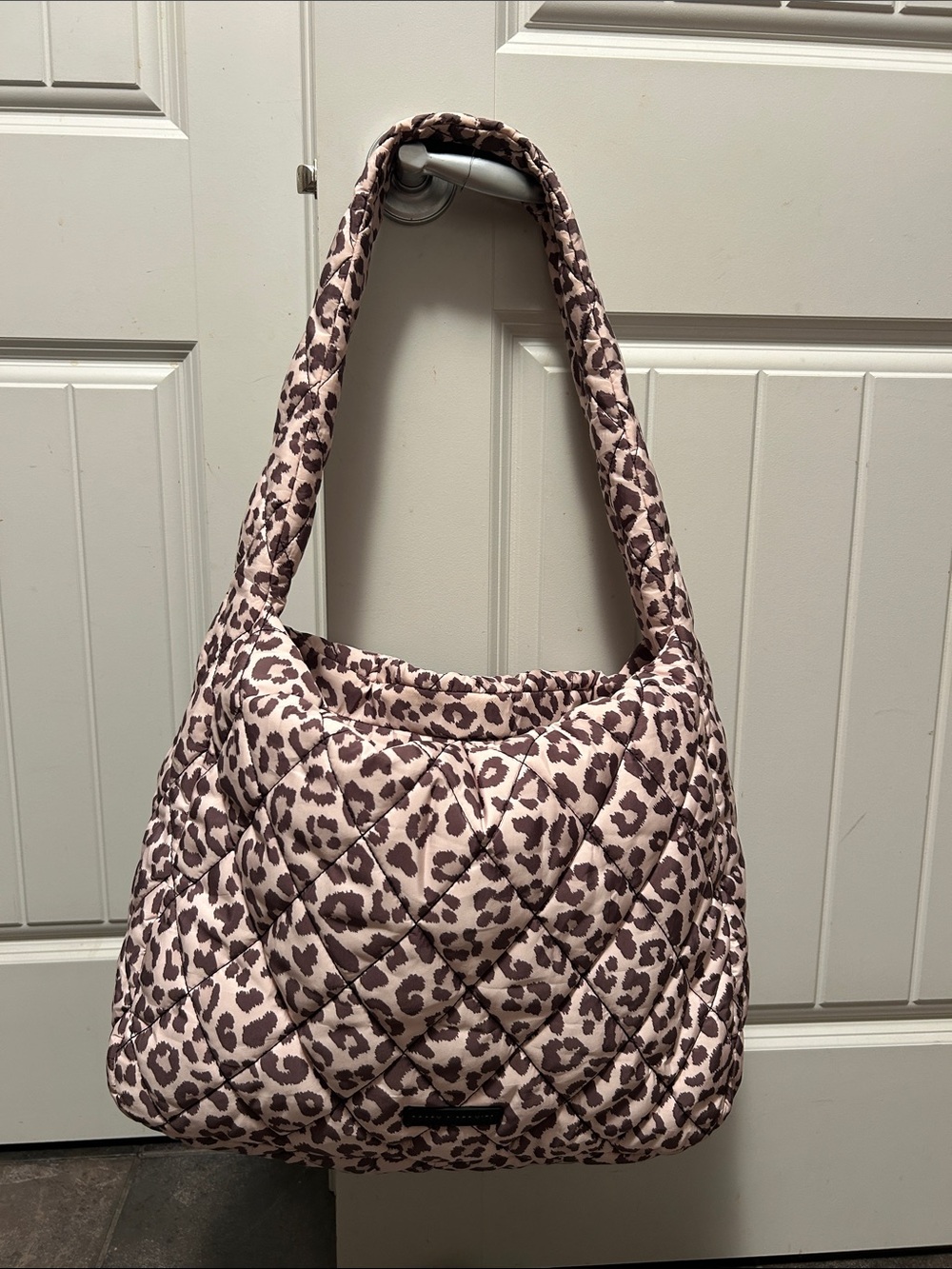 Poppy & Peonies Quilted Leopard-Print Shoulder Bag - Blush and Brown